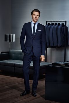 Suits For Lawyers Men, Suit Italian Style, Suits Men Finance, Boss Suits For Men, Men’s Navy Suit, Dark Blue Suit Men Wedding, Hugo Boss Suit Men, Suit Men Outfit