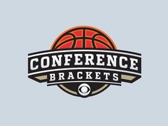 the conference brackets logo on a blue background with an orange basketball in the center