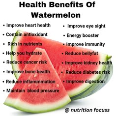 the health benefits of watermelon are shown in this graphic above it's description