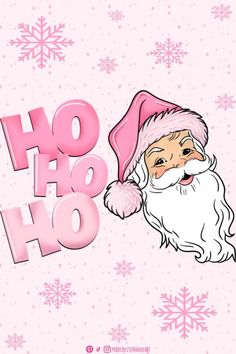 a pink santa clause with snowflakes on it's back and the words ho ho ho