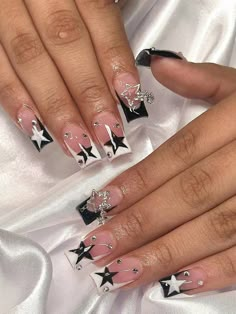 Multicolor  Collar   Animal Color Nails Embellished   Beauty Tools Fake Nails French Tip, Acrylic Nails 3d, Nails Long Square, Creative Selfie, 3d Stars, Nails French Tip, Press On Nails Long, Nails 3d, Nails Green