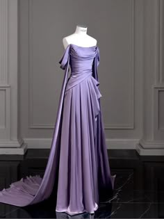 0ff shoulder long purple prom evening dresses Purple Satin Prom Dress, Purple Evening Dress, Chique Outfits, فستان سهرة, Formal Party Dress, Purple Satin, Satin Prom Dress