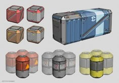 several different types of containers are shown in this image