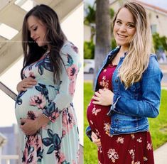 two pregnant women standing next to each other