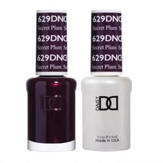 DND Nail Polish Gel & Matching Lacquer Set Duo 629 Secret Plum Dnd Gel Color Swatches, Dark Purple Dnd Gel Polish, Winter Nail Colors Dnd, Dnd Dark Purple Gel Polish, Dnd Gel Nail Polish Fall Colors, Fall Dnd Gel Colors, Dark Purple Gel Nails, Dnd Winter Nail Colors, Dark Plum Nails