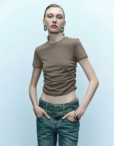 Category : T-Shirt Thickness : Thin Fit Type : Skinny Stretch Fabric : Slight Stretch SPU : UWG430008 Product Measurement Units: CM Size S M L XL Bust 73 76 79 82 Female Reference, Female Pose Reference, Female Poses, Pose Reference, Exclusive Designs, Stretch Fabric, Fashion Inspo, Crew Neck, T Shirt