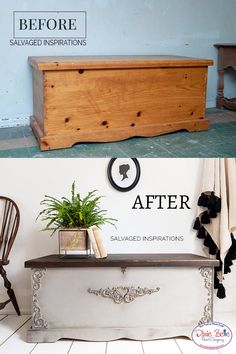 before and after photos of an old dresser turned into a planter with plants in it