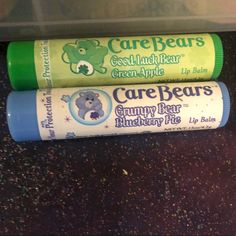 Nwt 2 Carebears Lipbalms, Unopened, One Good Luck Bear Green Apple, One Grumpy Bear Blueberry Pie Care Bears Makeup, Green Care Bear, Good Luck Bear, Bear Makeup, Grumpy Bear, Blueberry Pie, Care Bear, Care Bears, Lip Balm Gloss