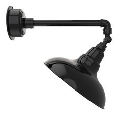 an image of a black desk lamp on a white background with clipping path to the right