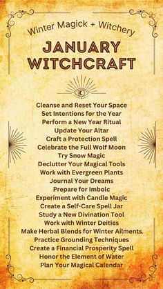 January Witchcraft: 20 Magickal Tasks, Tips, Crafts & Spells for the Winter Witch Witch New Year, New Year Witchcraft, January Witchcraft, January Witch, Seasonal Witchcraft, New Year Spell, January Magick, January Vibes, Chaos Witch