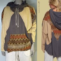 This Designer "Spiritual Boho Chic Knit Top" Is A Piece That You Need In Your Closet. Designed In A Relaxed Fit With Mixture Of Unique Fabrics Draped Cowl Neckline With Adjustable Strap Available In S,M,L 94% Rayon 6% Spandex Measurements: Small 2-6 Size. Length (Shoulder To Hem) Approx. 32". Pit To Pit Approx. 27.5" Medium 6-10 Size. Length (Shoulder To Hem) Approx. 32". Pit To Pit Approx. 28.5" Large 10-16 Size. Length (Shoulder To Hem) Approx. 32". Pit To Pit Approx. 29.5" Oversized Fit. You Oversized Bohemian Patchwork Tops, Bohemian Brown Tops For Layering, Bohemian Brown Top For Layering, Bohemian Relaxed Fit Top For Layering, One Size Long Sleeve Hippie Tops, Spring Bohemian Relaxed Fit Sweater, Bohemian Tops With Patchwork For Layering, Bohemian Patchwork Tops For Winter, Bohemian Tops With Patchwork