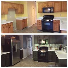 before and after pictures of a kitchen remodel