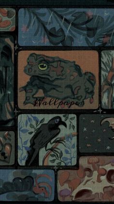 the frog and the raven are depicted in this mosaic