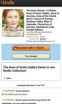 the anne of green gabless series in kindle is on sale for $ 3 99