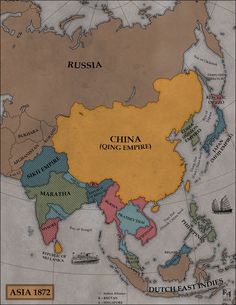 a map of china showing the countries in different colors and sizes, as well as their names