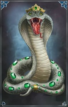 a snake with its mouth open and it's tongue out, wearing a crown