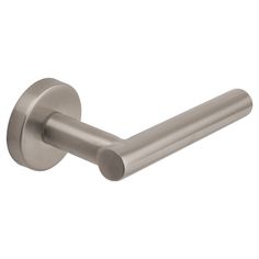 a stainless steel toilet roll holder on a white background with clipping for the handle