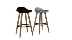 two stools sitting next to each other in front of a white background