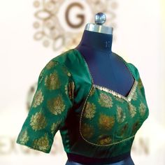 Green brocade blouse that can be paired with multiple sarees. size: please choose from drop down. if you choose custom measurements,I'll send you the measurements sheet when you order.  Please contact me if you have any questions Green Brocade Blouse Designs, Fitted Pre-draped Saree With Zari Work For Puja, Designer Gold Cotton Silk Blouse Piece, Gold Cotton Silk Blouse Piece With Zari Work, Gold Cotton Silk Blouse With Traditional Drape, Fitted Raw Silk Pre-draped Saree With Self Design, Gold Anarkali Cotton Silk Blouse Piece, Gold Brocade Saree With Unstitched Blouse, Gold Anarkali Blouse In Cotton Silk