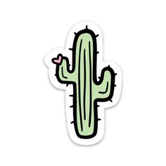 a green cactus sticker on a white background with the word love written in it