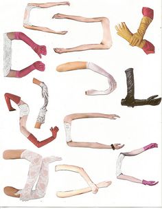 several different types of legs and feet are arranged in the shape of people's hands