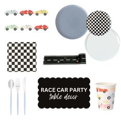 Race car party Race Car Birthday Party Table Ideas, Race Car Theme Birthday Food Ideas, Fast One Table Decor, Race Car Birthday Table Decor, Race Car Table Decor, Vintage Race Car Party Food, Race Car Themed Party Kid Table, Vintage Racing Car Party, Vintage Race Car Party