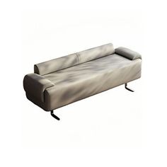 a white couch sitting on top of a metal frame