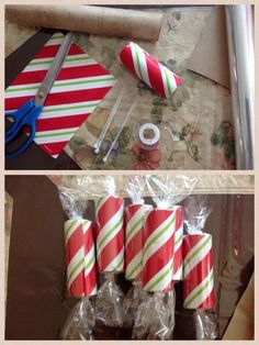 some candy canes are wrapped in plastic