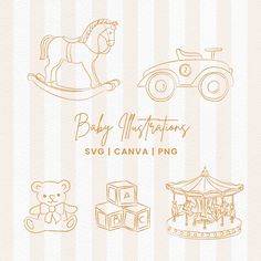 baby nursery svg i canva 1 png with toy cars, carousel and horse