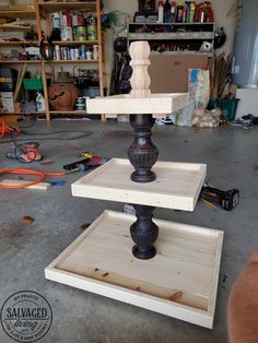 a table that is being built in a garage