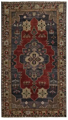 "Stock # 11073 Name: Vintage Anatolian Distressed Tribal Konya Rug Size: 5'5\" x 9'5\" Design: Tribal, Geometric Color: Red and Purple Age: Aprox 45 Years Old Material: 100% Wool Details: Anatolian rugs are hand knotted in the Central Anatolia or Asia Minor region of Turkey. The patterns are from Ottoman era as well as modern Turkey. The central medallion used in this rug symbolizes the central authority of the Ottoman Sultans. In 1292, Marco Polo was the first to make mention of the Konya carpe Seljuk Empire, 45 Years Old, Cotton Rugs, Indian Prints, Red And Purple, Area Rug Sizes, Persian Rugs, 45 Years, Antique Rug