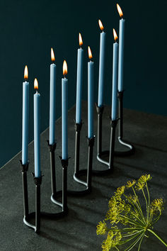 Found: a menorah that feels as timeless as Hanukkah itself. It’s hand-forged from wrought-iron using traditional methods, with elegant curves and tulip cups that can be pinched to secure candles as needed. Want to make yours really stand out? We recommend a mix of these lovely tapers. Hand Forged, Wrought Iron, Tulips, Candles, Floral