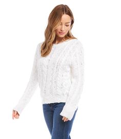 Richly textured yarns create a polished cable knit pattern over this pullover sweater that is sure to become a wardrobe essential. Cable Knit Pattern, Classic Sweater, Knit Pattern, Collared Shirt, Cable Knit Sweater