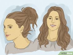 a woman's hair is shown in three different ways