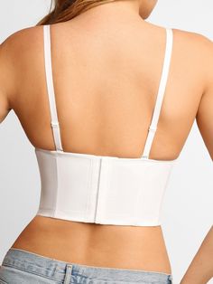 The Popilush Underwire Corset Bustier Top with enhances stability and support.• Double-layer fabric: The shell fabric is soft, comfy, and breathable. It is perfect for everyday wear. The inner mesh enhances the compression level.• It supports your breasts with a half-cup & built-in wire design. It is perfect for wedding dresses, cocktail dresses and off-shoulder garments.• Breast lifting: The rubber band on the lower hem of the breast panel enhances the level of breast support.• Back panels: 3 r Full Coverage Sports Bra With Removable Pads, Fitted Underbust Bra With Medium Bust Support, Stretch Push-up Corset With Medium Bust Support, Bandeau Shapewear With Medium Bust Support, Fitted Nylon Sports Bra With Padded Cups, Shaping Push-up Sports Bra With Medium Support, Shaping Medium Support Push-up Sports Bra, White Underwire Corset With Removable Bra Pads, Strapless Bra With Medium Bust Support