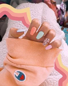 Nails Acrylic Short, Simple Acrylic Nails, Cute Acrylic Nail Designs, Summer Acrylic Nails, Short Acrylic, Coffin Nails Designs