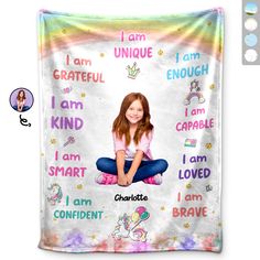 Custom Photo I Am Loved Custom Gift For Grandson Granddaughter Personalized Fleece Blanket Blanket Craft, I Am Loved, I Am Unique, I Am Enough, Leather Passport Cover, Personalized Blanket, Personalised Blankets, Blanket Designs, Sherpa Blanket