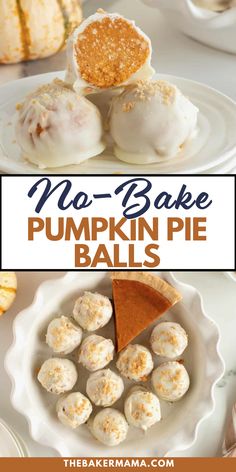 no bake pumpkin pie balls are on a plate