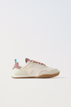 SOFT ATHLETIC SNEAKERS - Off White | ZARA United States Outdoor Lace-up Sneakers With Contrast Sole, Non-slip Lace-up Functional Sneakers, Functional Running Shoes With Contrast Sole And Lace-up, Functional Running Shoes With Lace-up And Contrast Sole, Functional Lace-up Running Shoes With Contrast Sole, Sporty Outdoor Sneakers With Vulcanized Sole, Textile Running Shoes With Contrast Sole, White Sneakers With Elastic Laces For Outdoor, Outdoor Lace-up Running Shoes With Vulcanized Sole