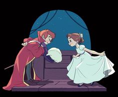 an animated image of two people dressed as princesses