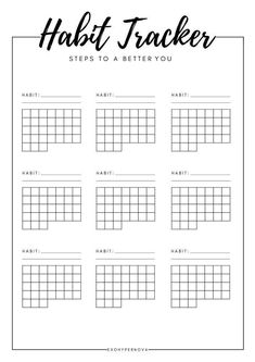 the printable habit tracker for adults and children is shown in black ink on a white background