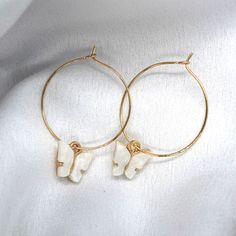 White Butterfly Earring Set. Cute Nickel-free Round Hoop Earrings, Cute Hypoallergenic Round Hoop Earrings, Cute Single Hoop Earring, Trendy Single White Earring, Trendy White Single Earring, Hoop Pearl Earrings As A Gift, Trendy Round Pearl Earrings For Gifts, Trendy White Pierced Earrings, Cute Nickel-free Hoop Jewelry