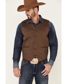 Dressy Cowboy Outfits Men, Cowboy Outfits Men, Brown Vest Men, Cowboy Suit, Outfit Cowboy, Seer Sucker, Mens Western Wear, Read Dead, Button Vest