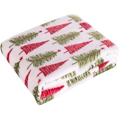 two red and green christmas trees on white towels