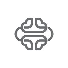 the brain logo is shown in grey and white, with an abstract design on it