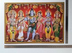 a painting on the wall of a hindu temple with four avatars in front of it