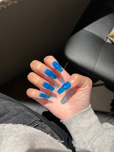 nails press ons Colored Clear Nails, Transparent Nail Colors, Turquoise Jelly Nails, Royal Blue Jelly Nails, Jelly Matte Nails, Crystal Jelly Nails, Blue Translucent Nails, Blue Jelly Nails Acrylic, Transparent Blue Nails