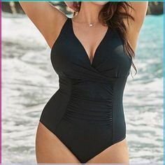 Black Color Ruched Front Detail Size 18 New With Tags Swimming Swimsuit, Swimsuits For All, One Piece Swimsuit, All Black, Summer Style, Sustainable Fashion, Black Color, Lounge Wear