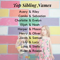 Popular sibling names for babies — click through for more!  #babynames #siblingnames #popularnames #sisternames #brothernames #unisexnames Sibling Names That Go Together, English Last Names, Names For Siblings, Animals Name List, Sibling Names, Rustic Boy Names, Names For Babies