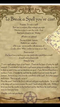 To Break A Spell, Herbs Recipes, Halloween Spell Book, White Magic Spells, Witchcraft Spells For Beginners, Halloween Spells, Passionate Romance, Spells For Beginners, Easy Spells